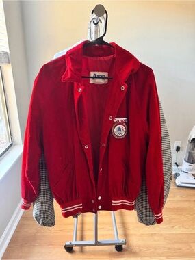 Canon Red Corduroy Bomber Jacket with Olympic Patch